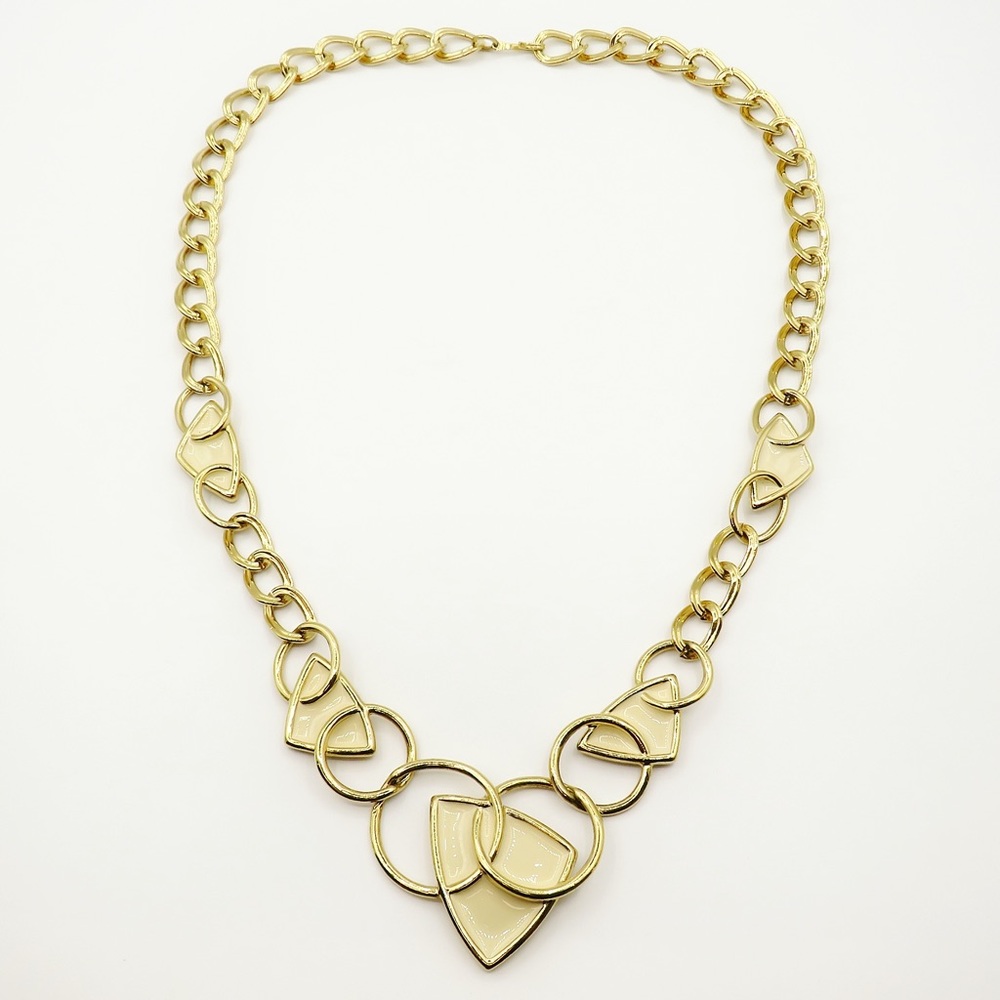 Kunio Matsumoto Trifari TM vintage gold tone enamel chunky necklace & bracelet - Picture 2 of 16